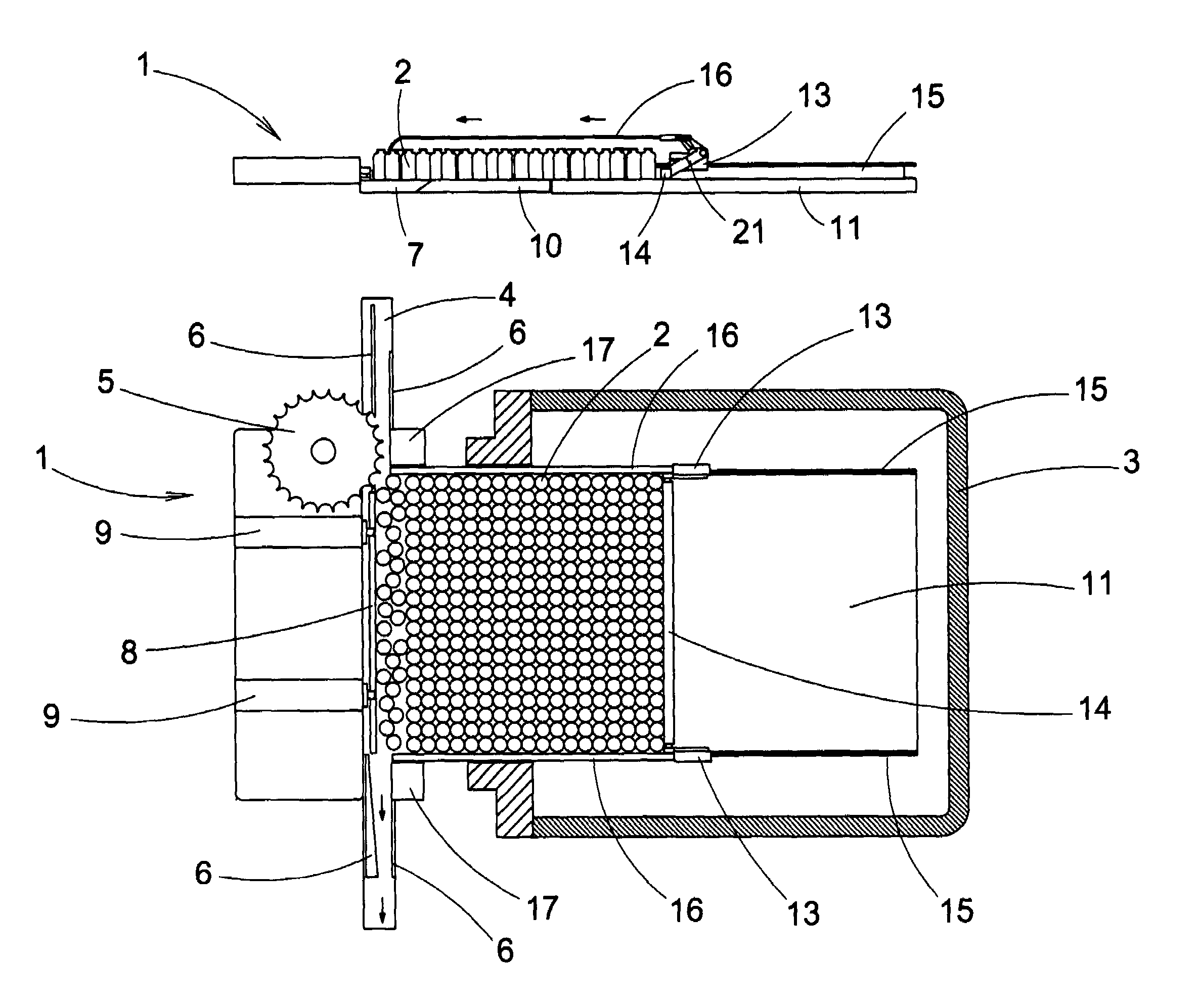 Device for loading and unloading containers