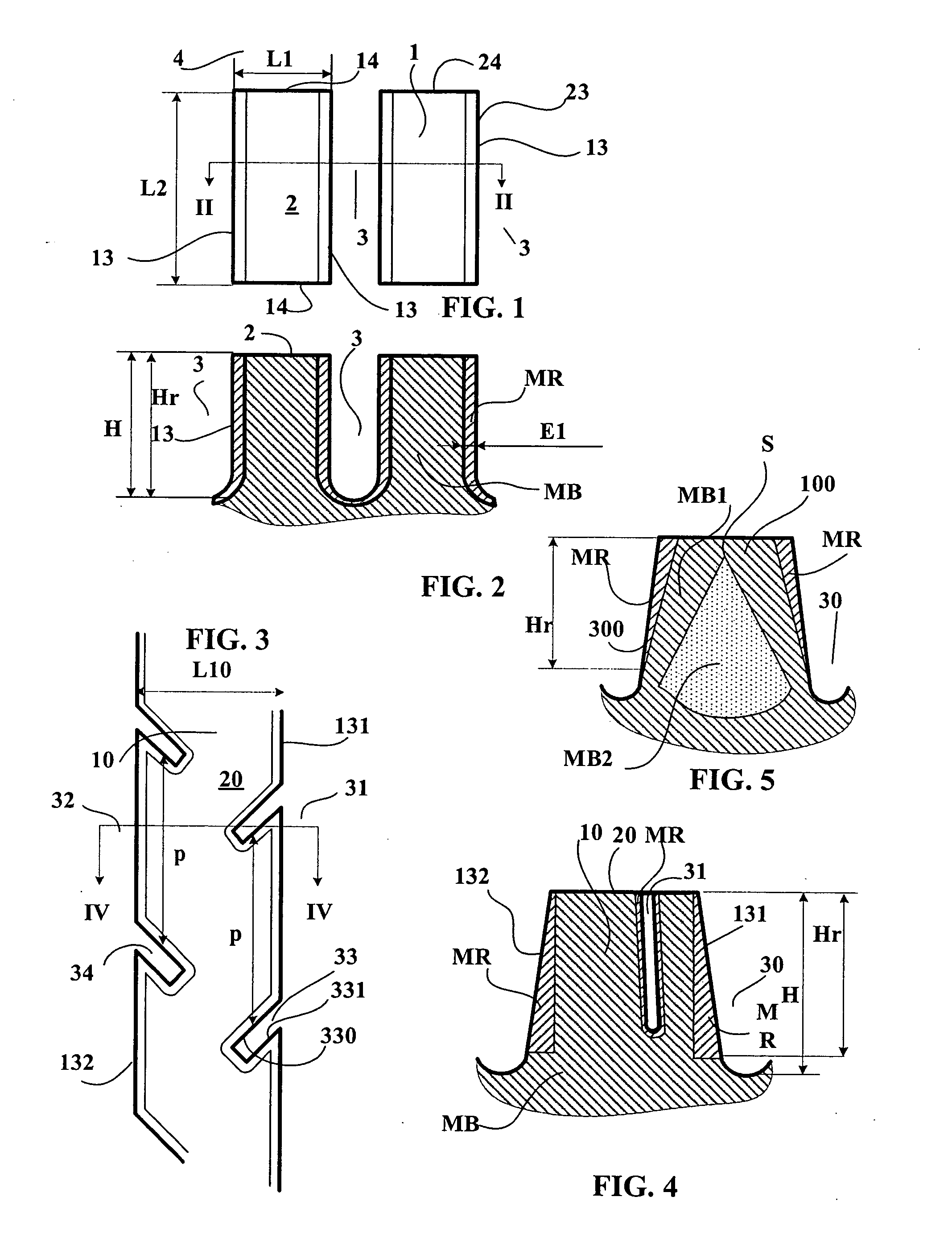 Tread having tread pattern elements formed of at least two rubber mixes