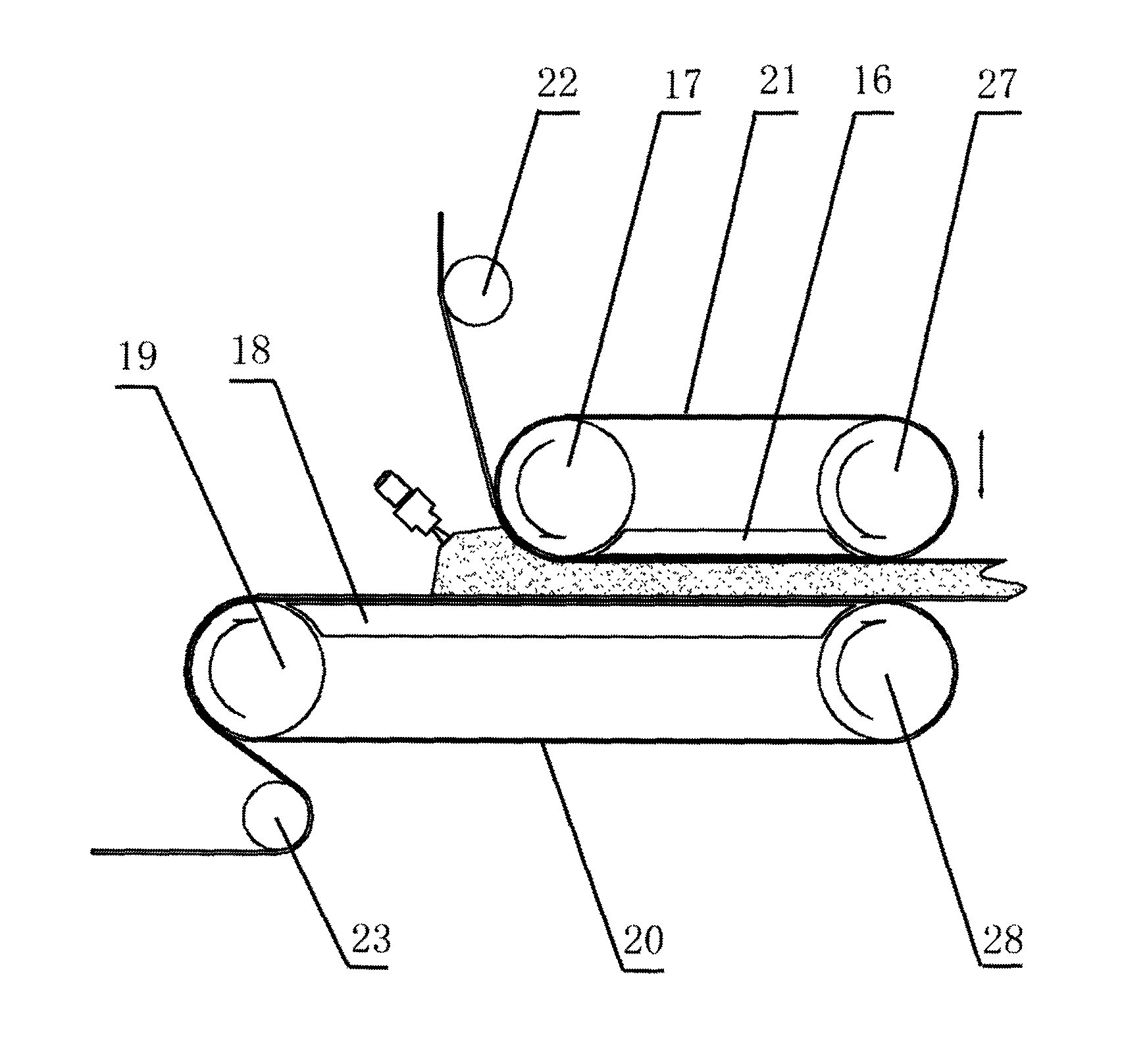 Belt type foaming forming machine for producing synthetic leather