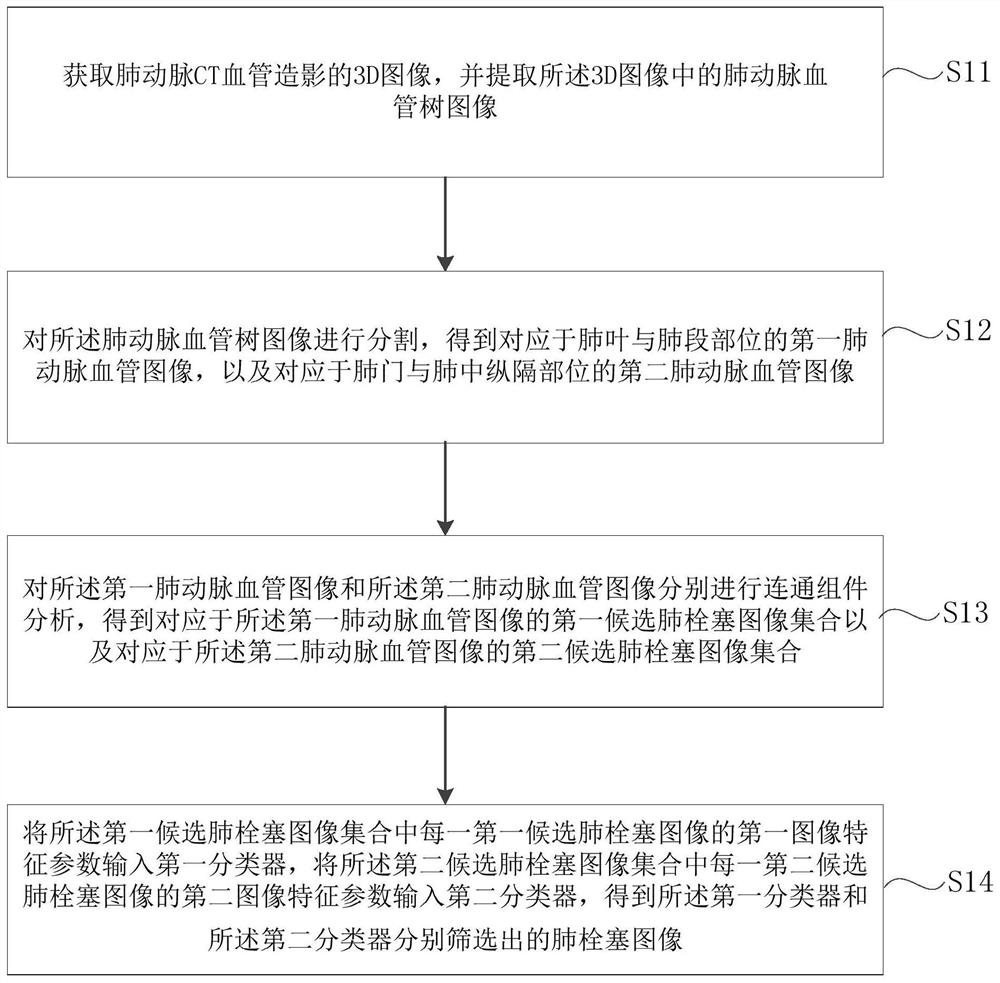 Method and device for extracting pulmonary embolism image, storage medium and electronic equipment