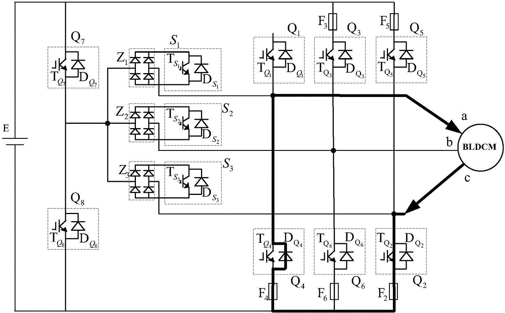 Three-phase fault-tolerant inverter circuit and control method thereof