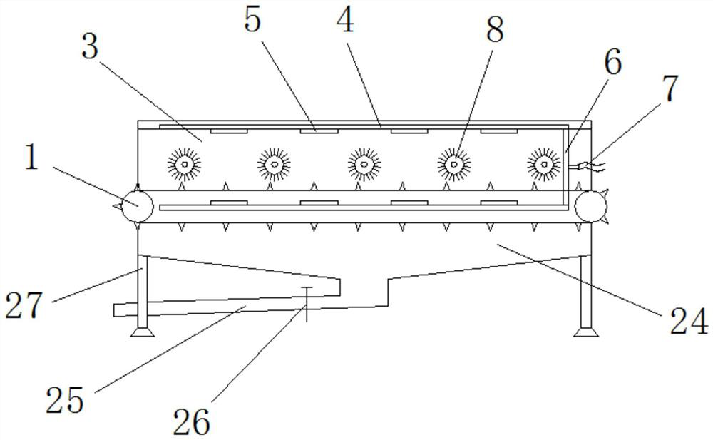 Reciprocating brushing device for outer surface of quartz sand ore