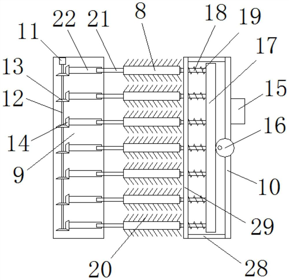 Reciprocating brushing device for outer surface of quartz sand ore