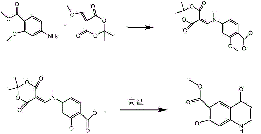 4-oxo-7-methoxy-1,4-dihydroquinoline-6-methyl formate synthesis method