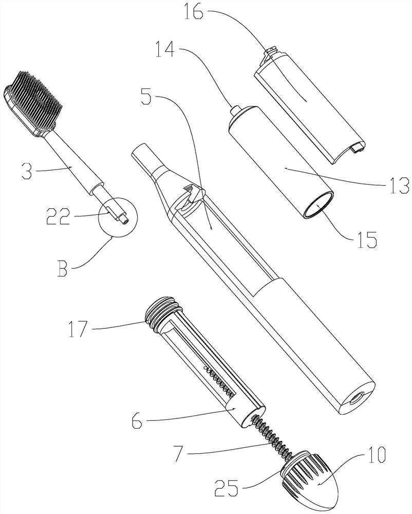 Combined portable toothbrush