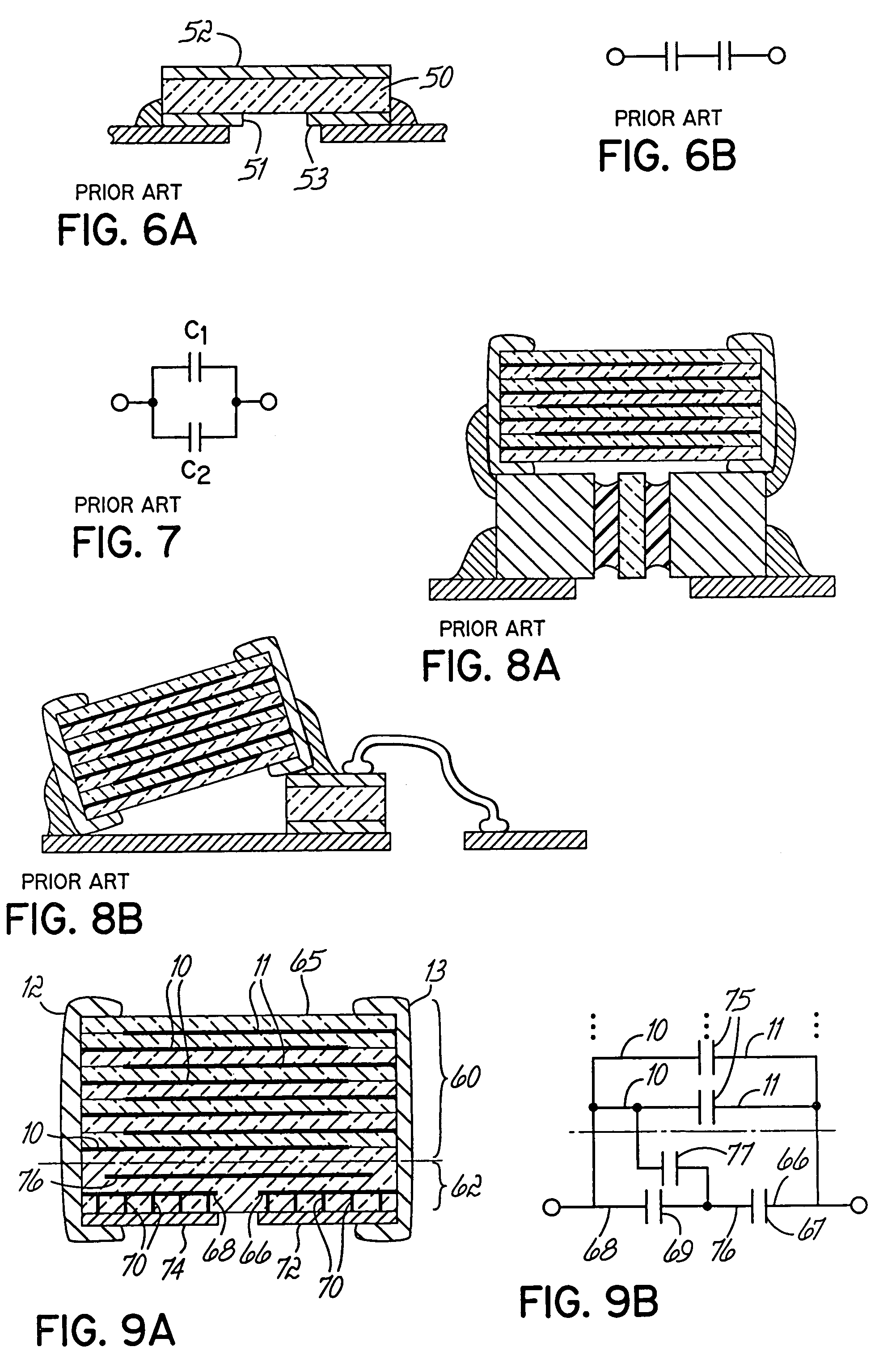 Integrated broadband ceramic capacitor array