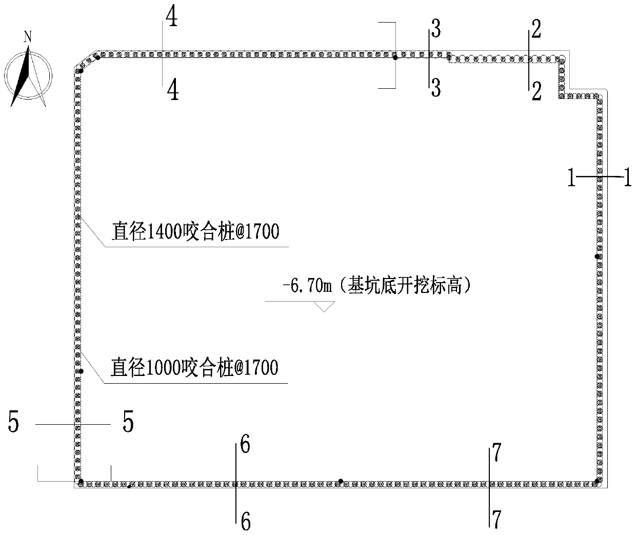 One-reinforced concrete pile and two-plain concrete pile combined type pile-forming method for occlusive pile of deep loose rockfill layer