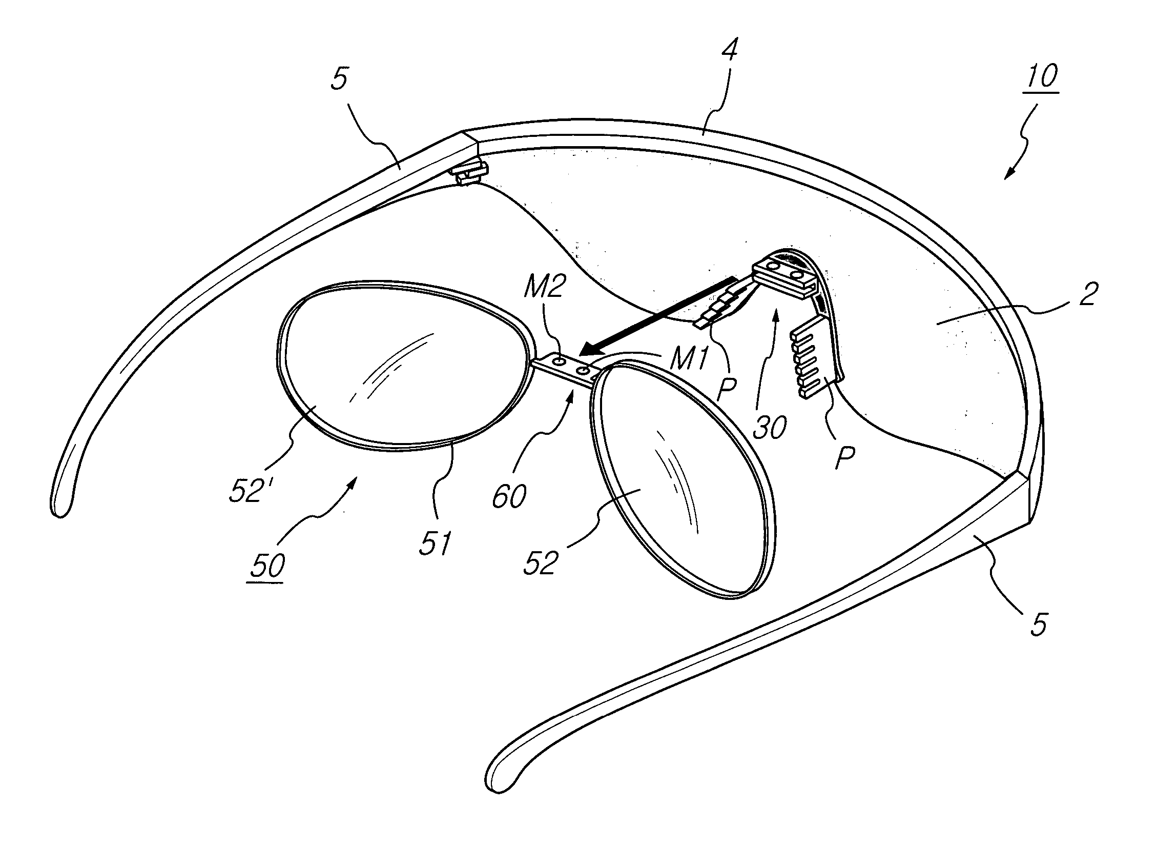 Assembly of prescription lens unit and sports-sunglasses