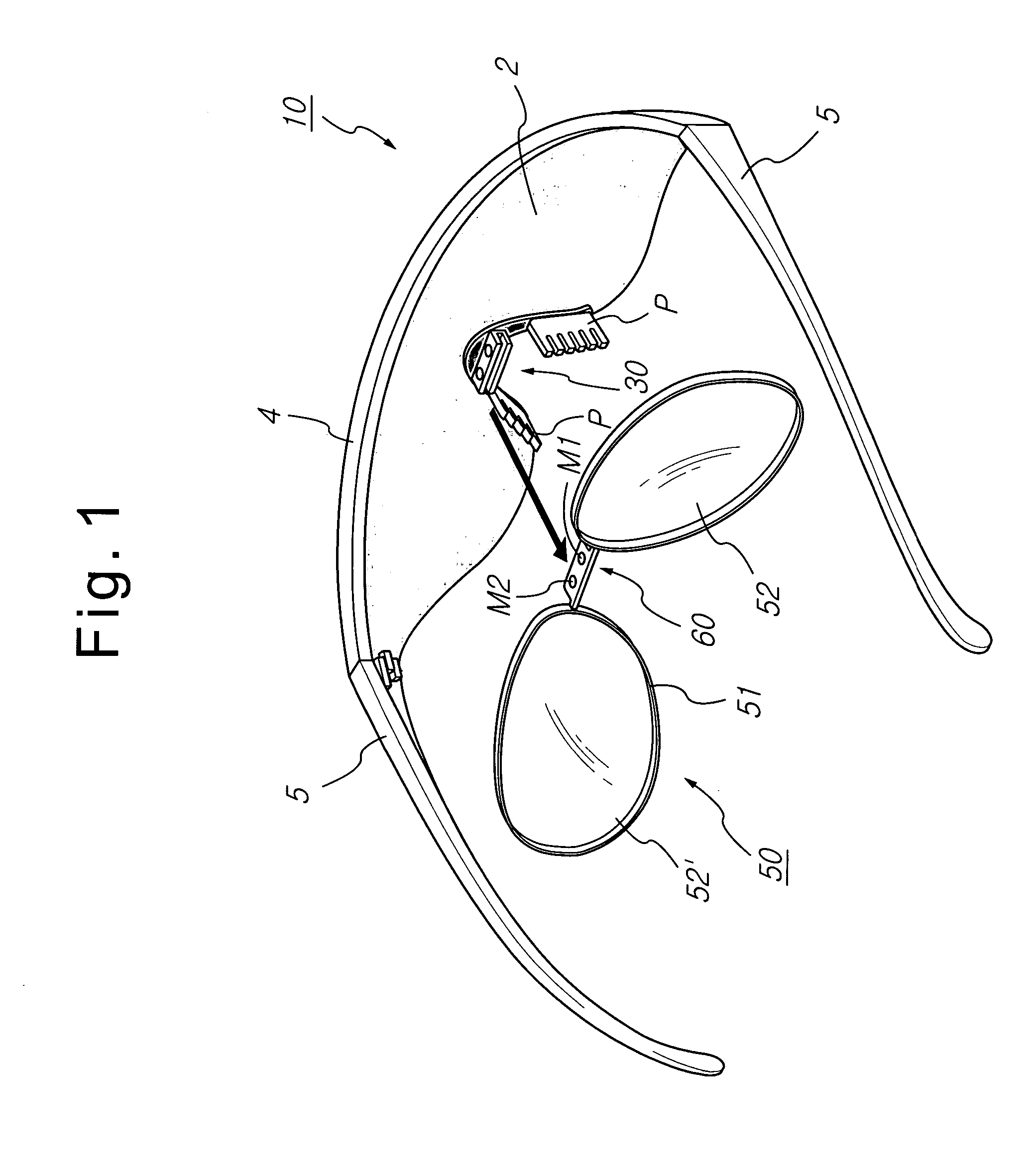 Assembly of prescription lens unit and sports-sunglasses