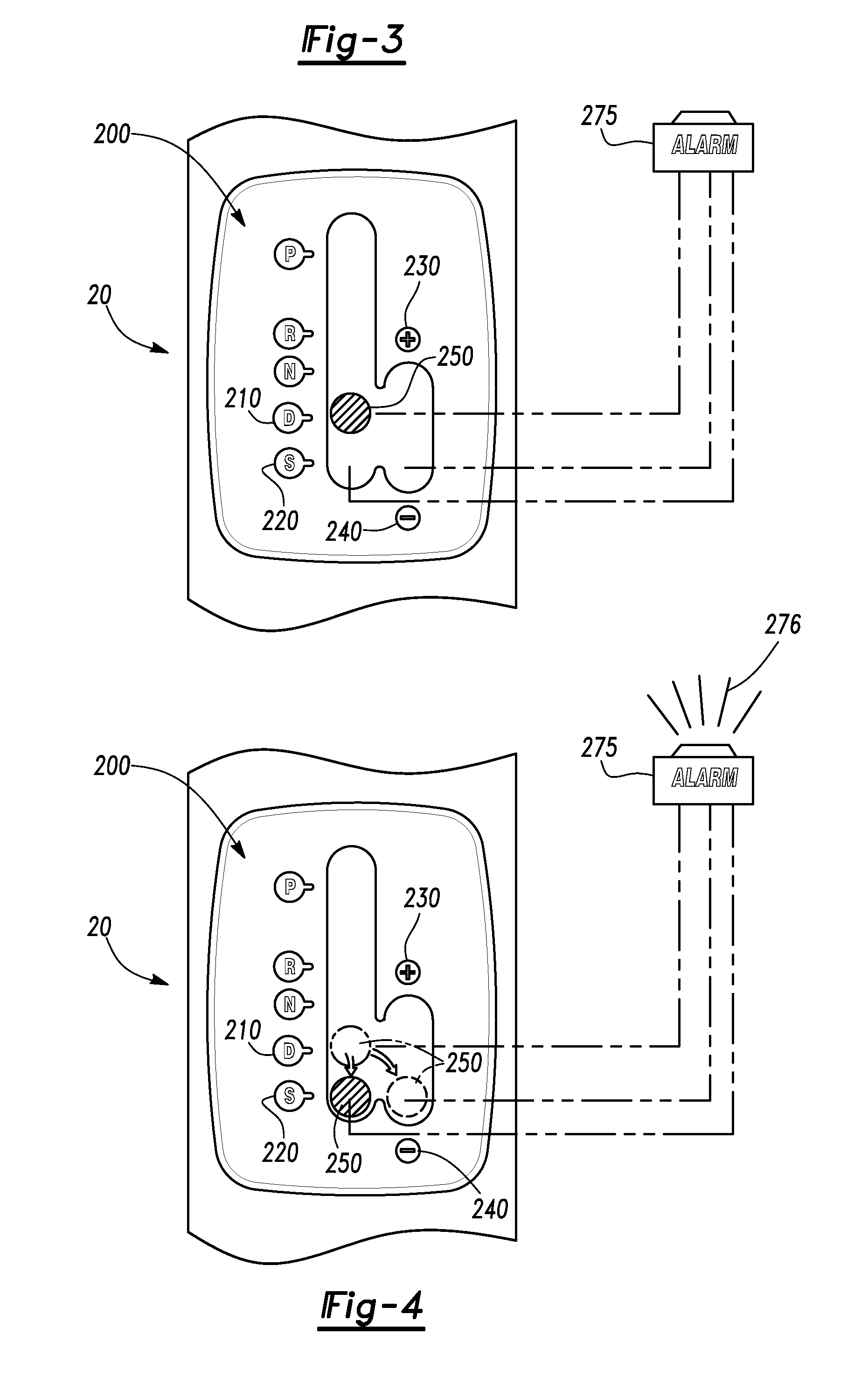 Shift lever position alarm