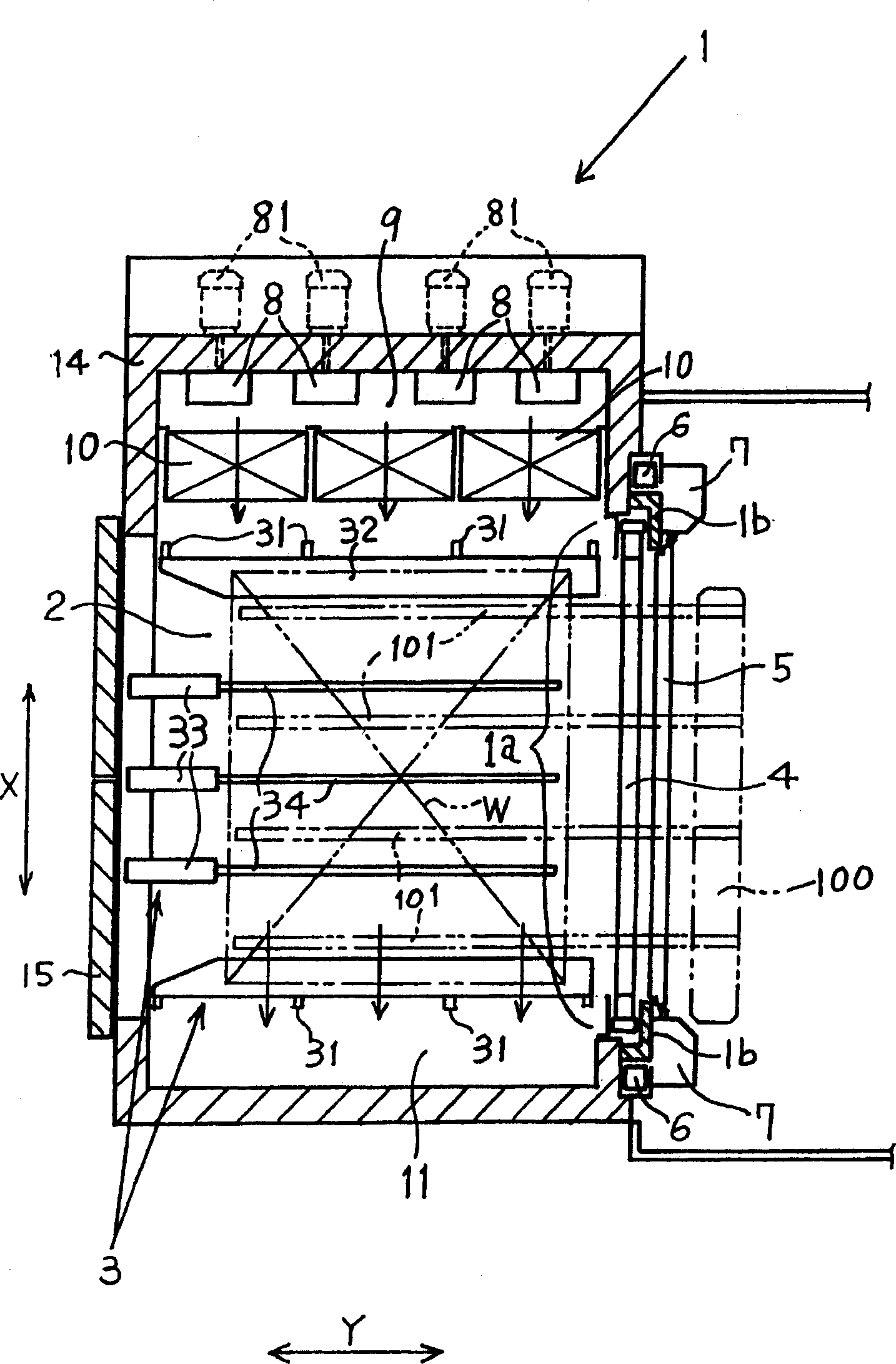 Sliding slot heat treatment device