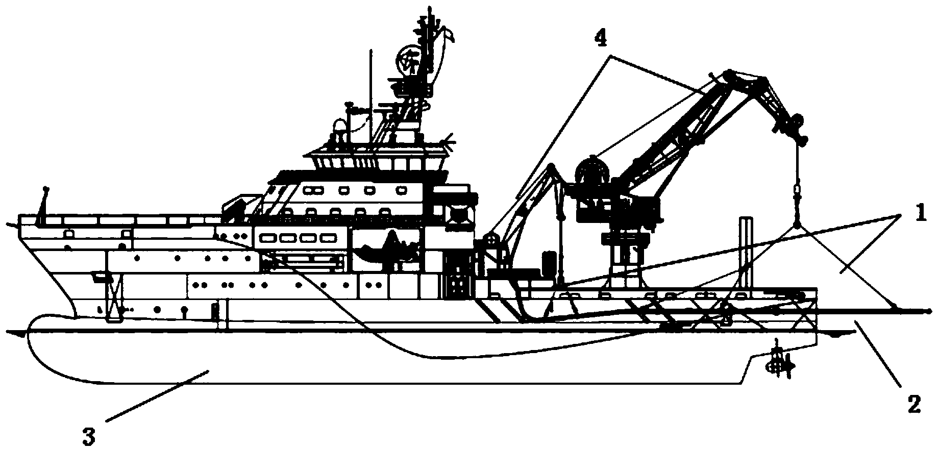 Method for utilizing two cranes on saturation diving support vessel to mount vertical pipe