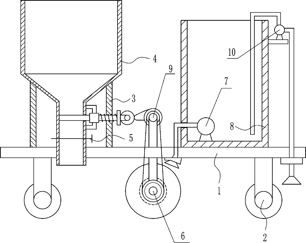 A water-bound gravel paving device for road construction