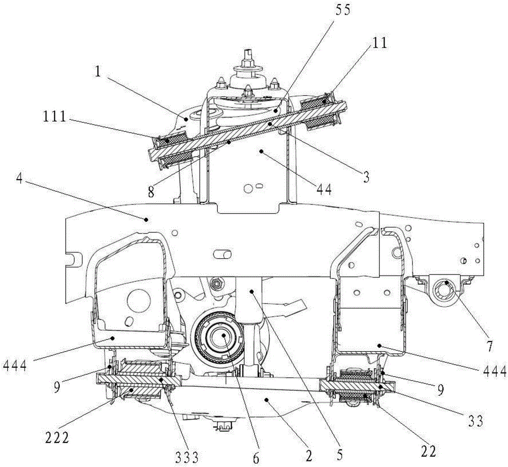 Swing arm structure and wishbone type independent front suspension and car