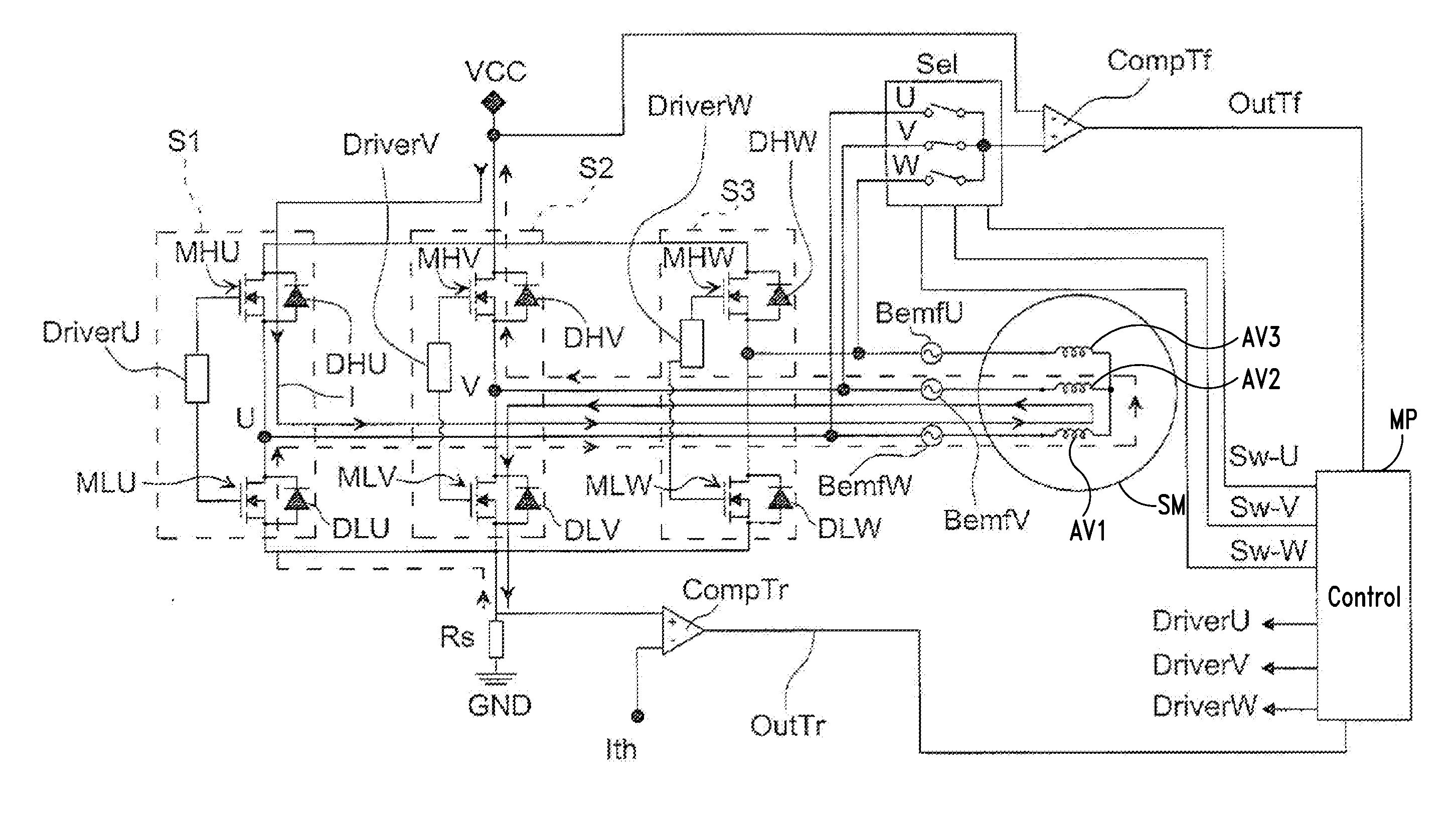 Apparatus for detecting the position of a rotor of an electric motor and related method