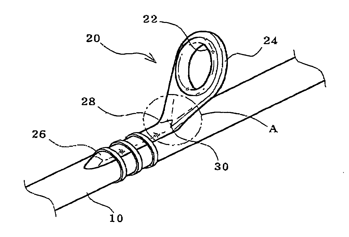 Structure of single fishing line guide for fishing rod