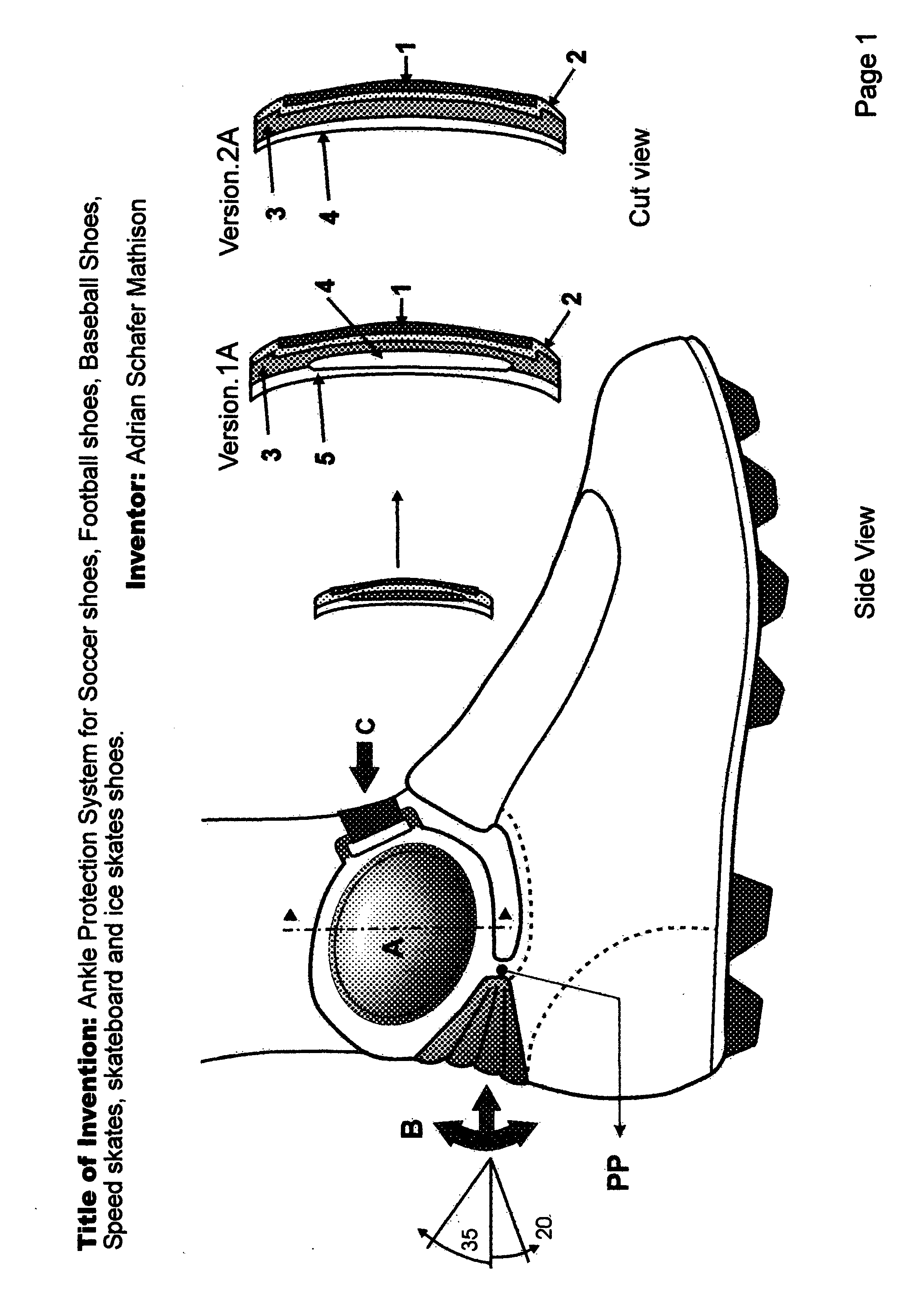 Ankle protection system for soccer shoes, football shoes, baseball shoes, speed skates skateboard and ice skates shoes