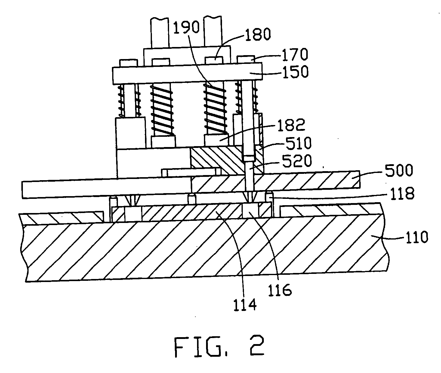 Stamping machine for mounting retention frame of heat sink to motherboard