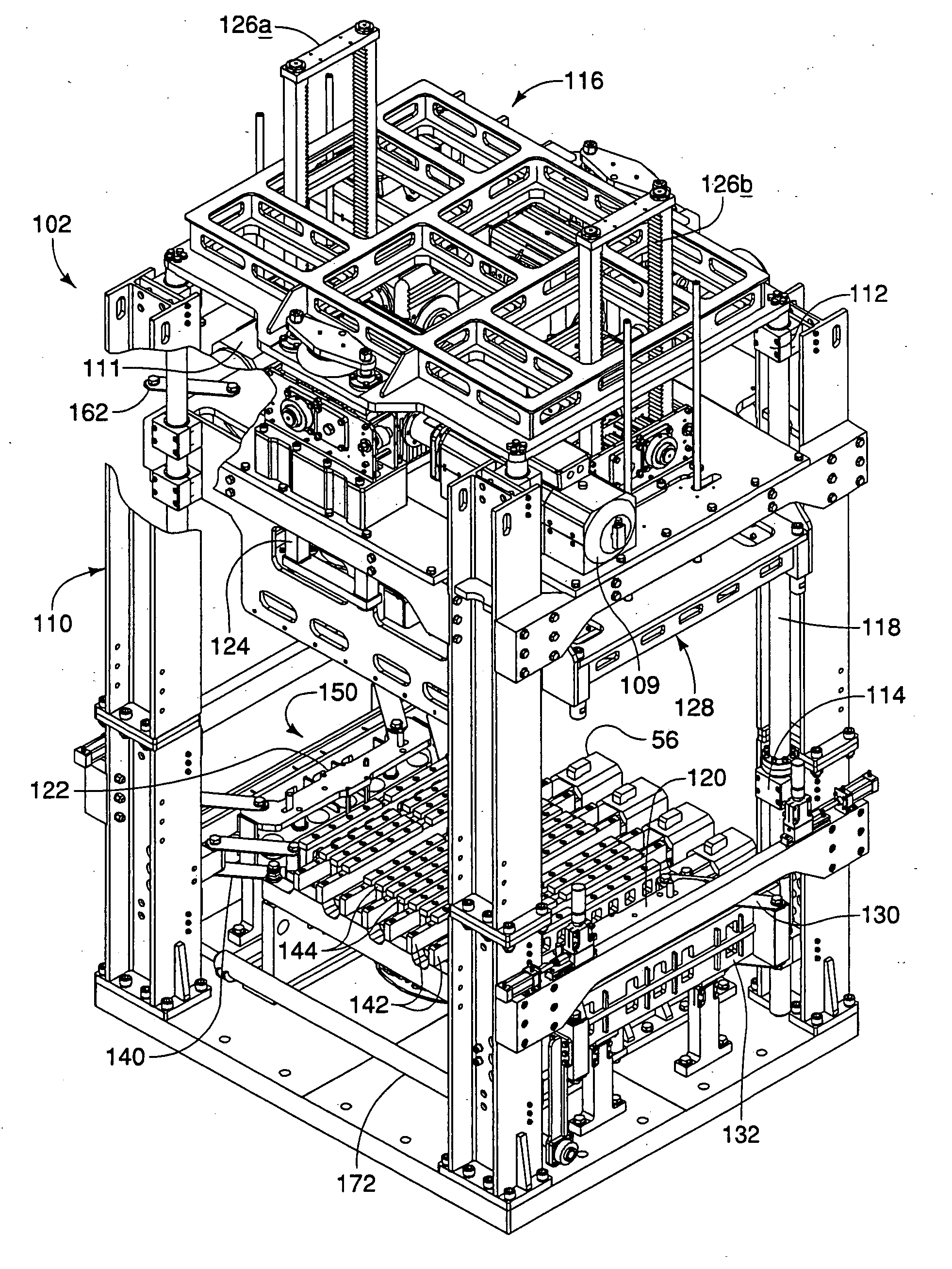 Large pallet machine for forming molded products