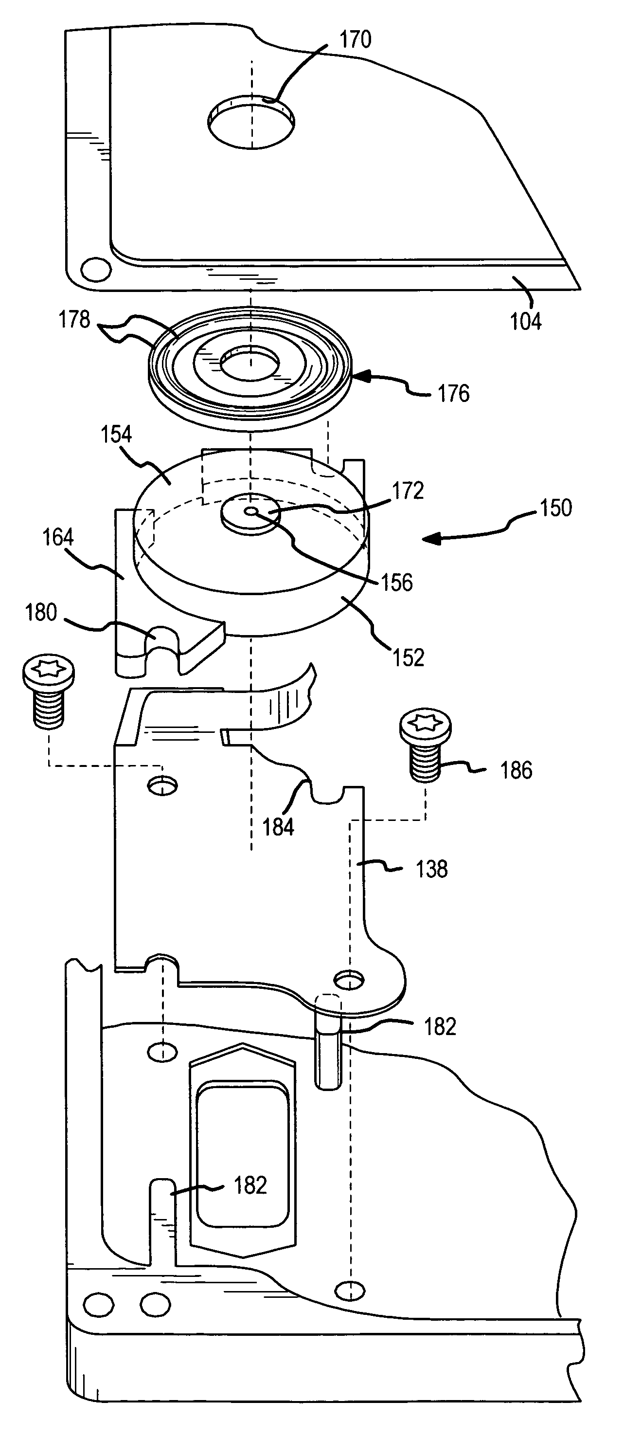 Disc drive breather filter mounted to a flex circuit bracket