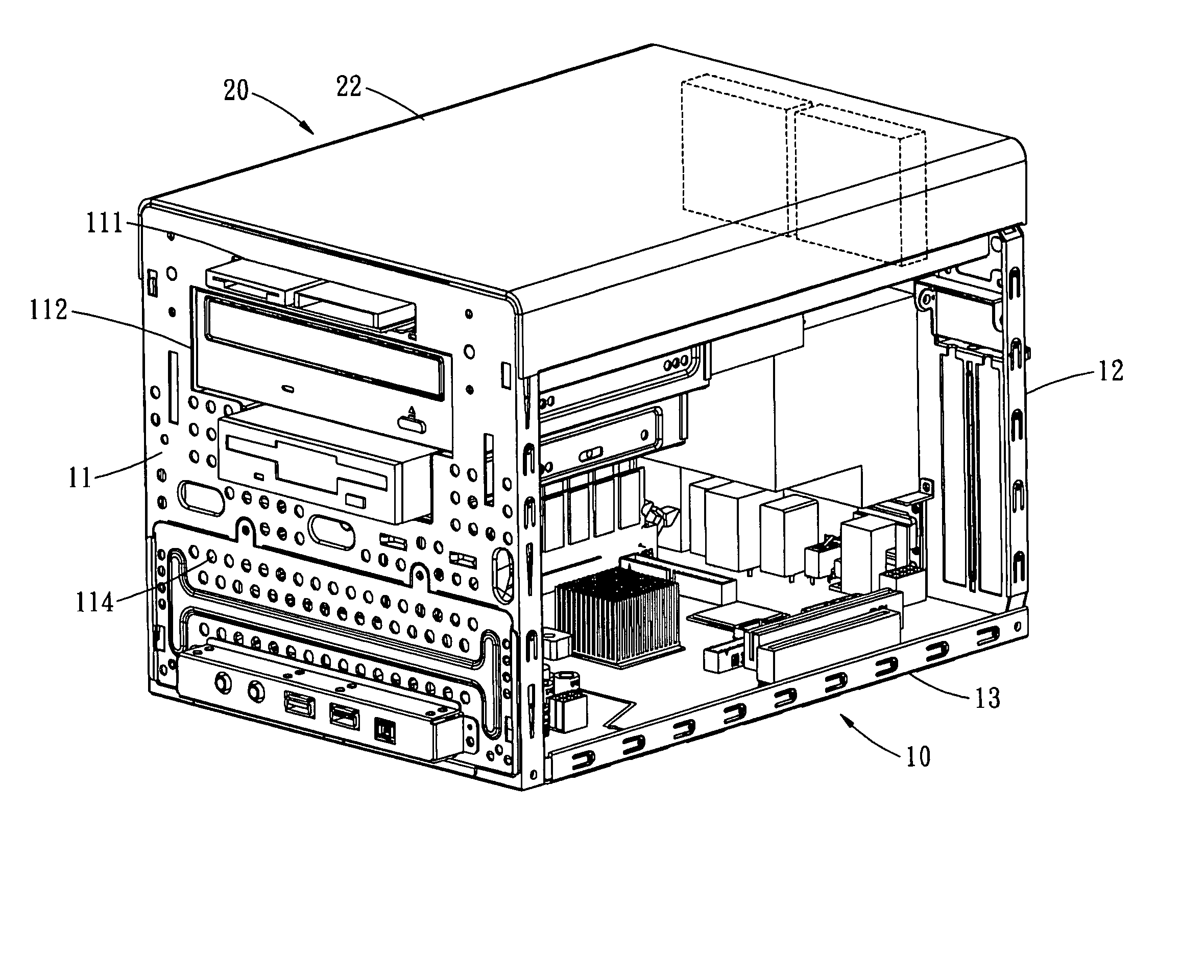 Heat dissipating structure for computer casing