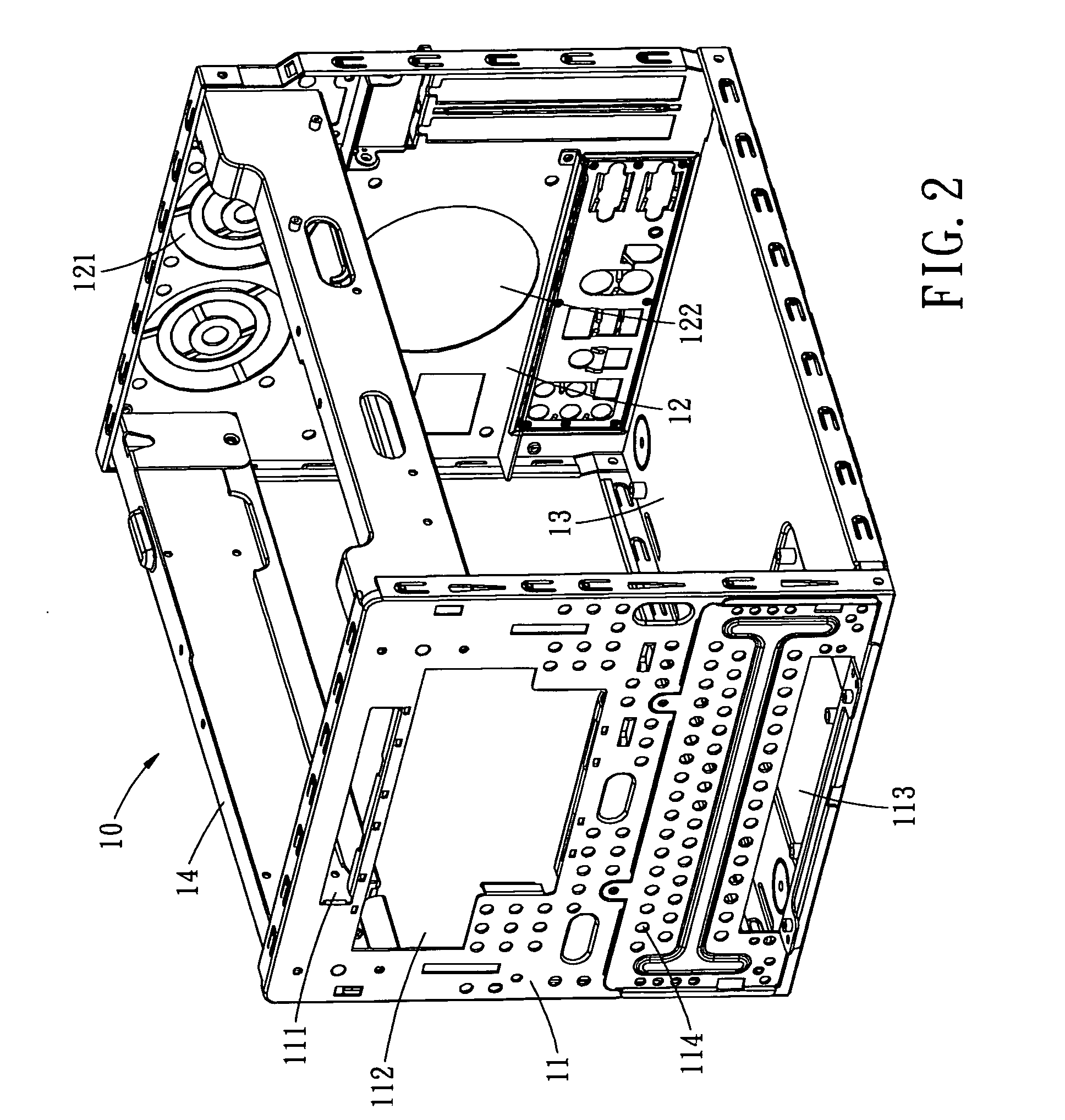 Heat dissipating structure for computer casing