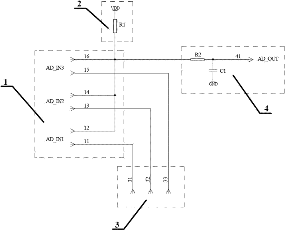 AD port extension method for control chip MCU (Microprogrammed Control Unit) and multichannel expanding circuit