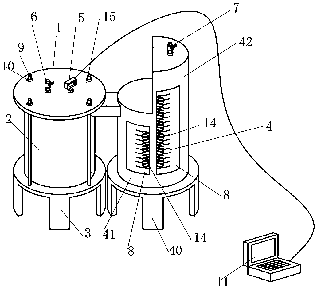 Test device and test method for measuring free expansion volume of high polymer