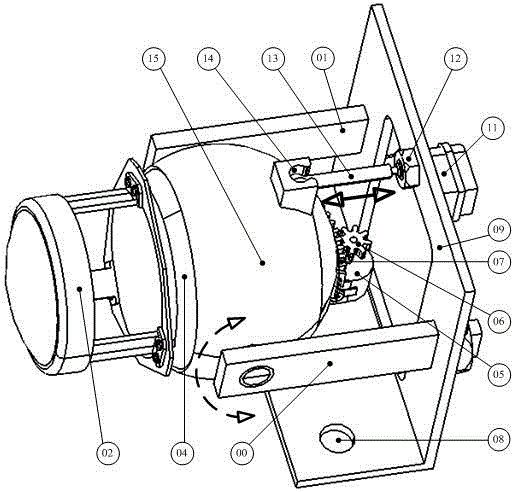 Automobile headlamp adjusting device with spherical pair structure