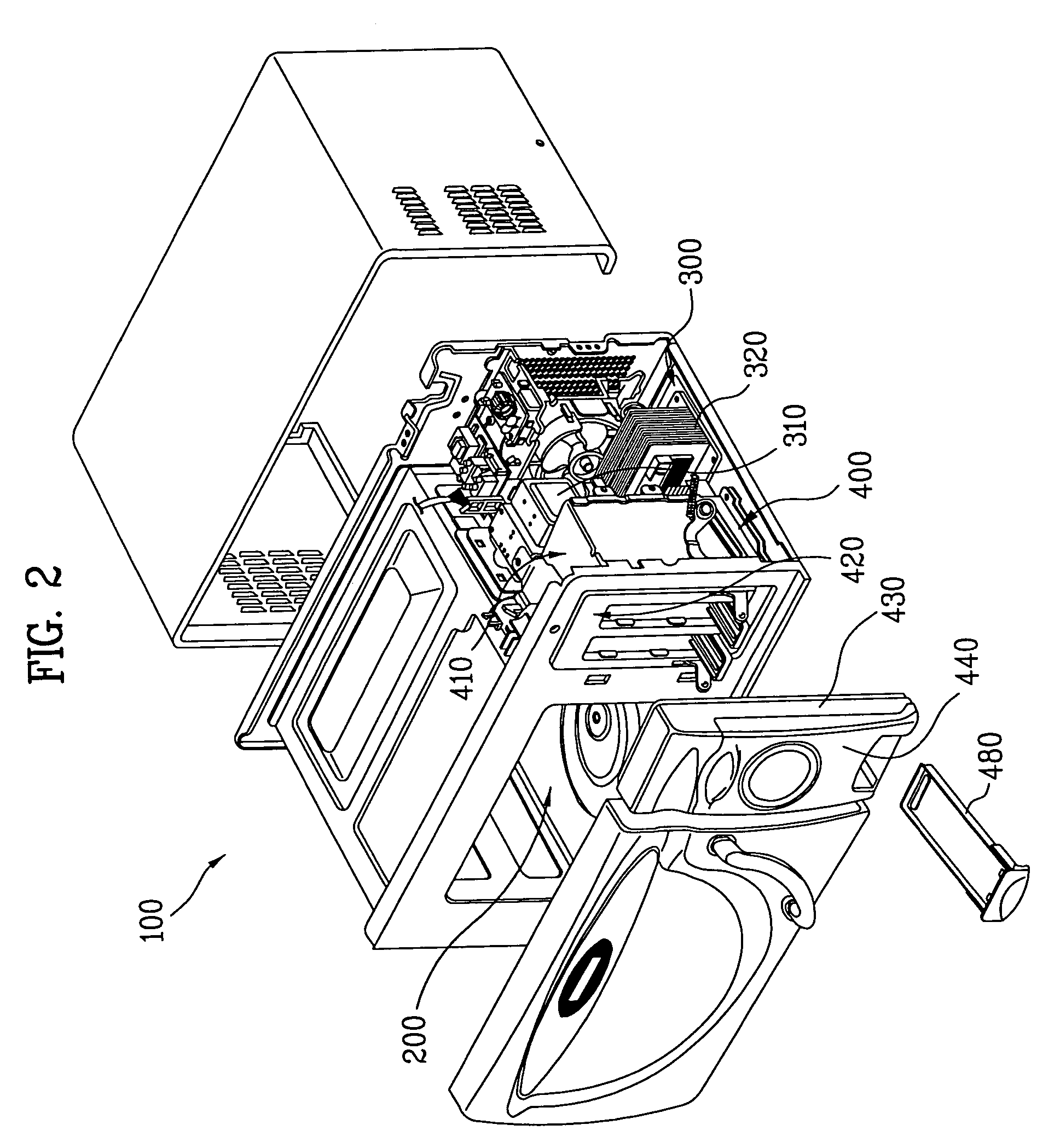 Combined toaster and microwave oven