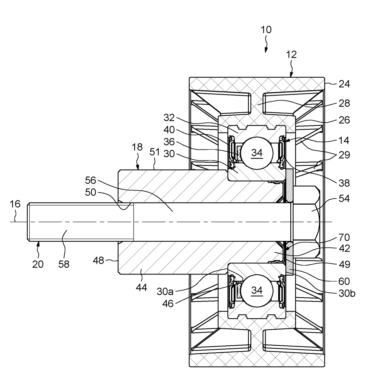 Pulley device for tensioner or idler