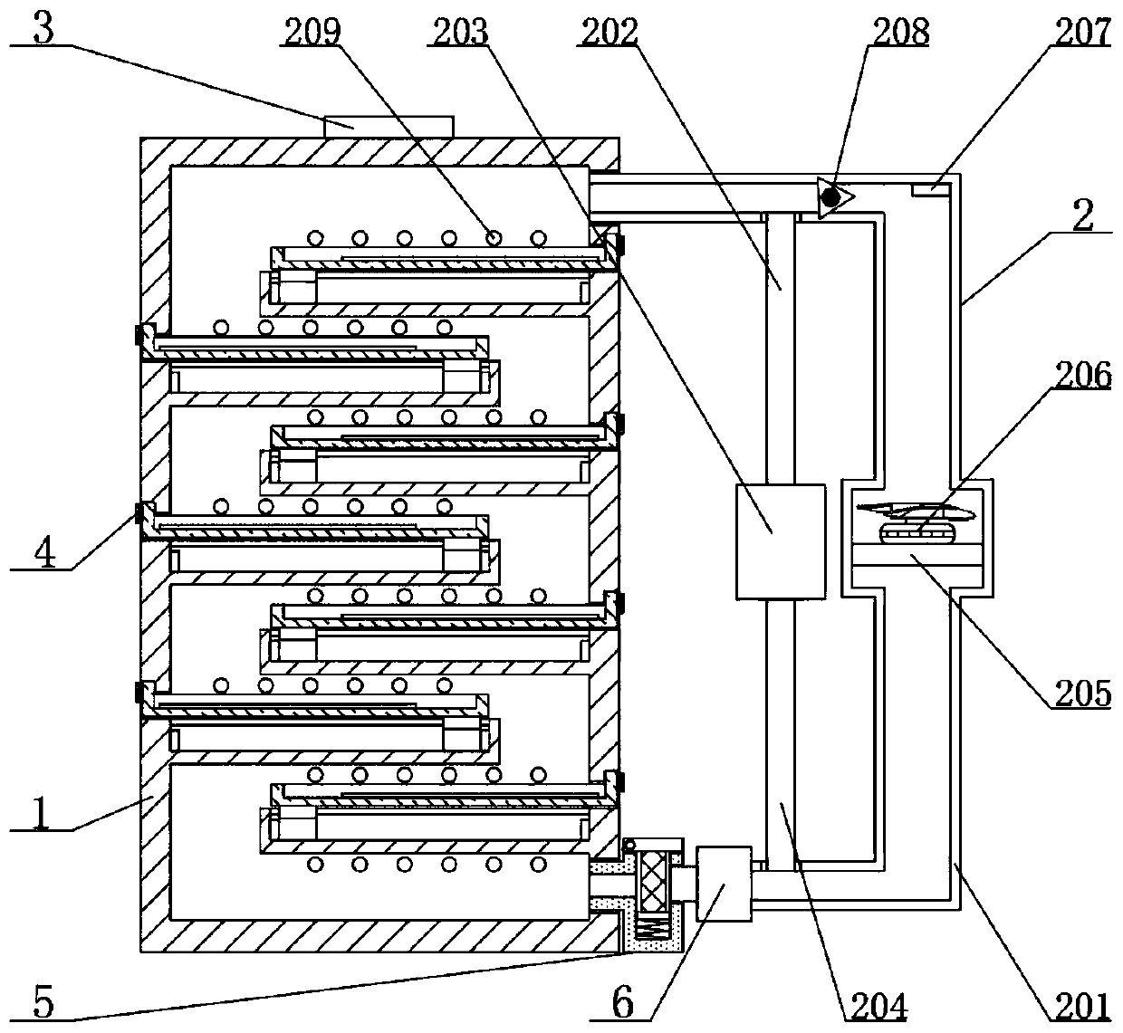 Static electricity and dry-air blast combined drying device