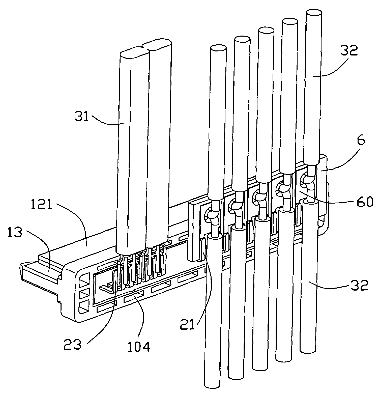 Plug connector with improved cable arrangement