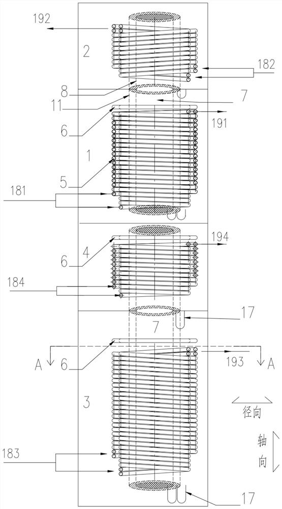 A multi-layer multi-head spiral tube type absorption heat exchange unit