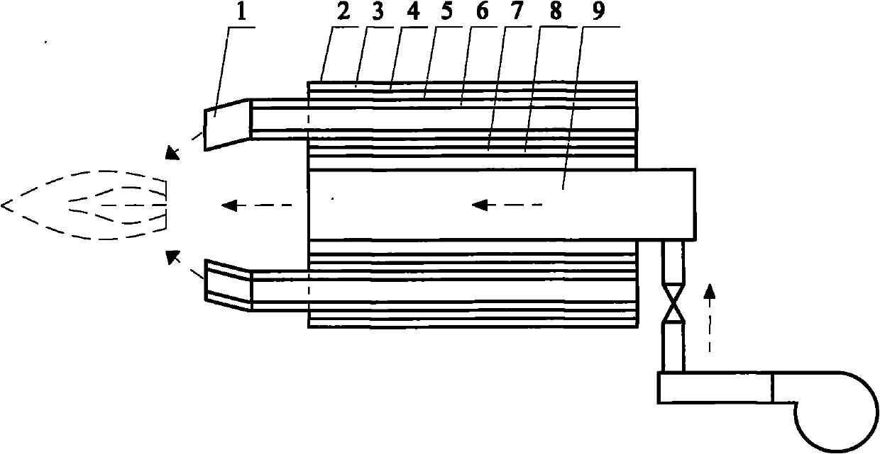 Oxygen-enriched burning device burning inferior coal