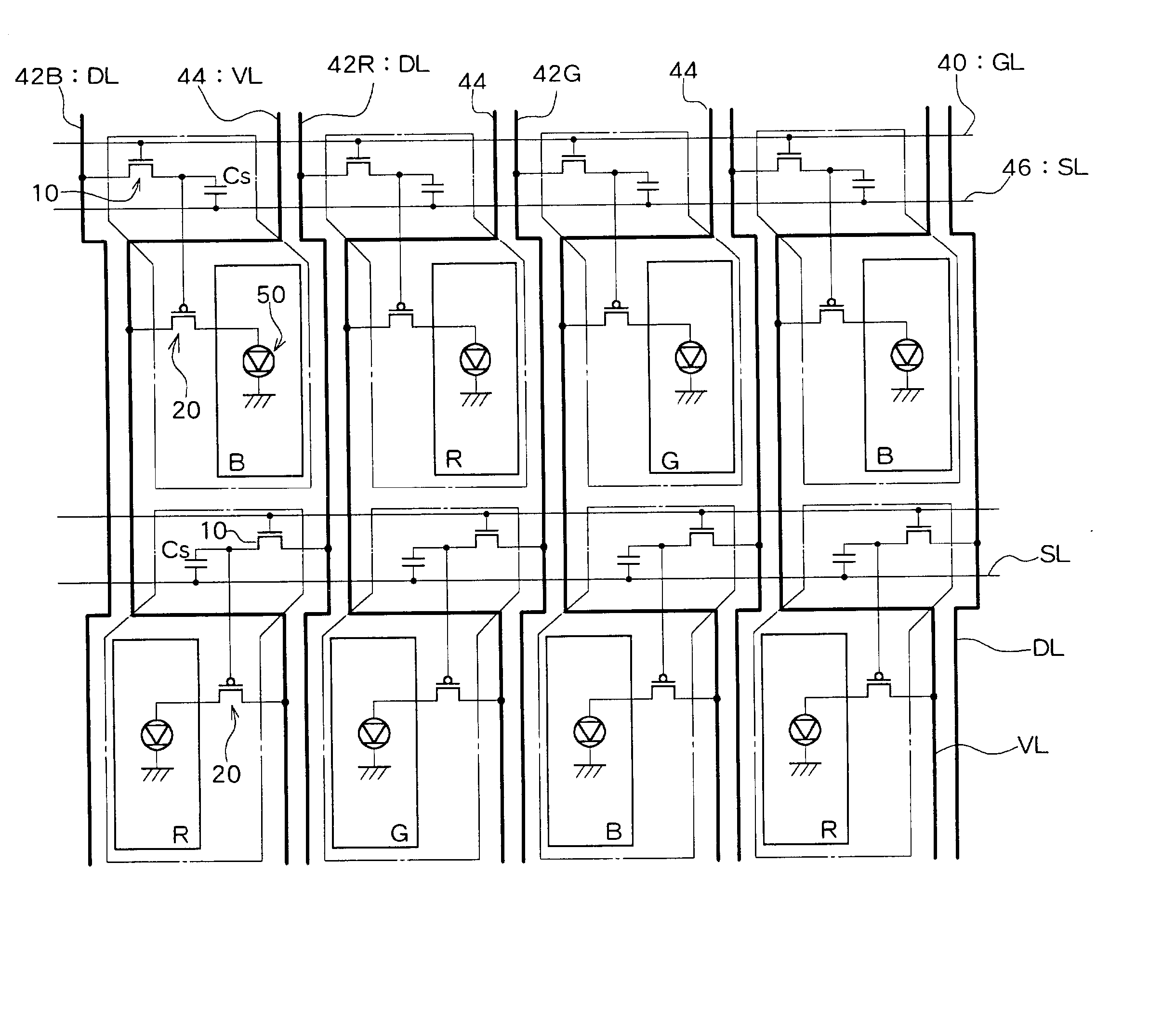 Active matrix type display device