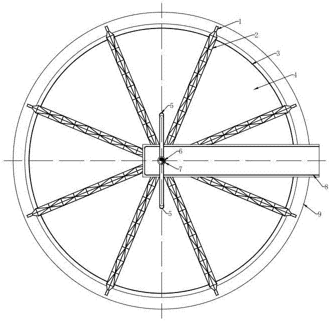 Settling pond odor collection device with rotary mud scraper