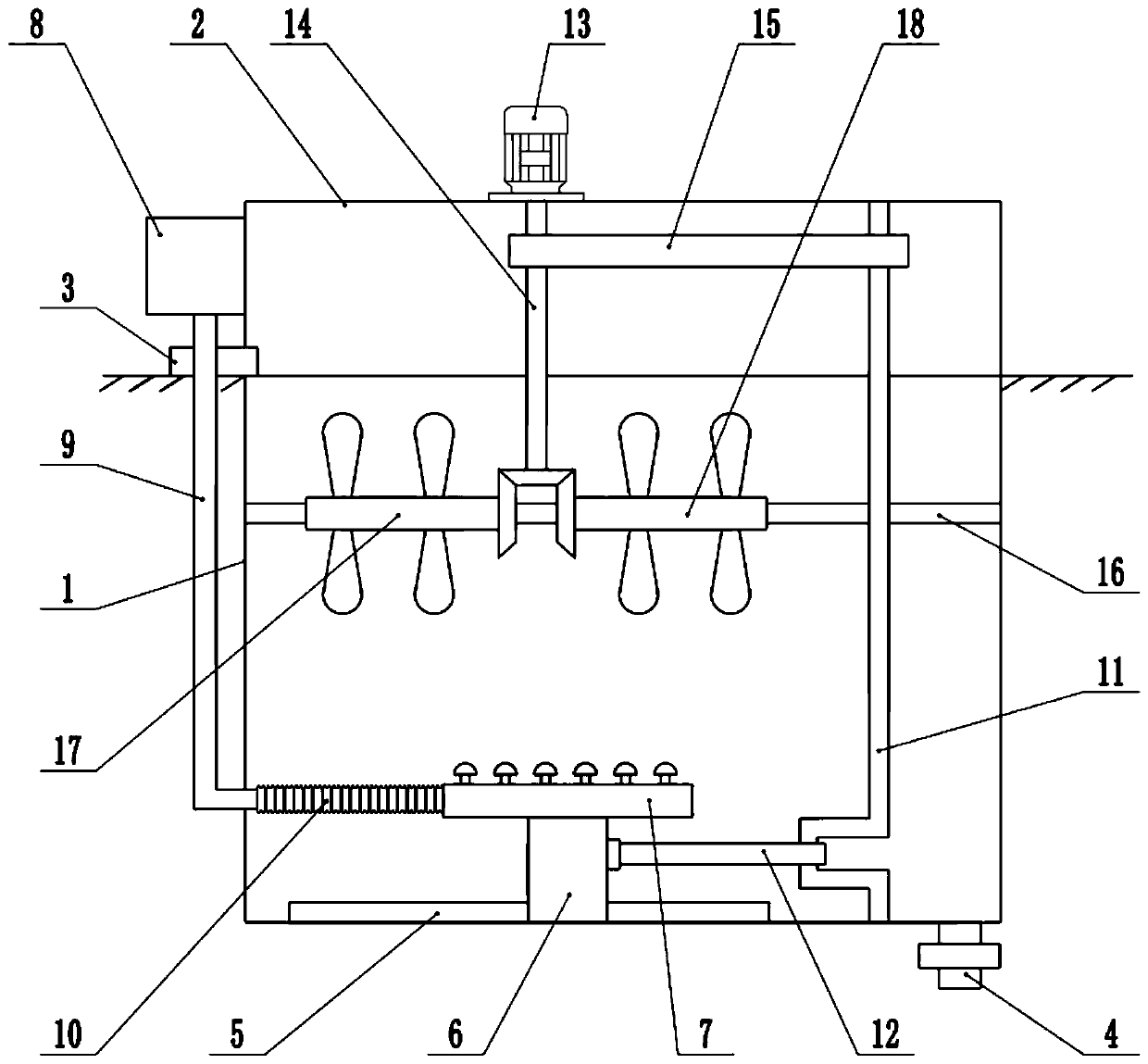 Aeration device for treatment of environmental engineering sewage