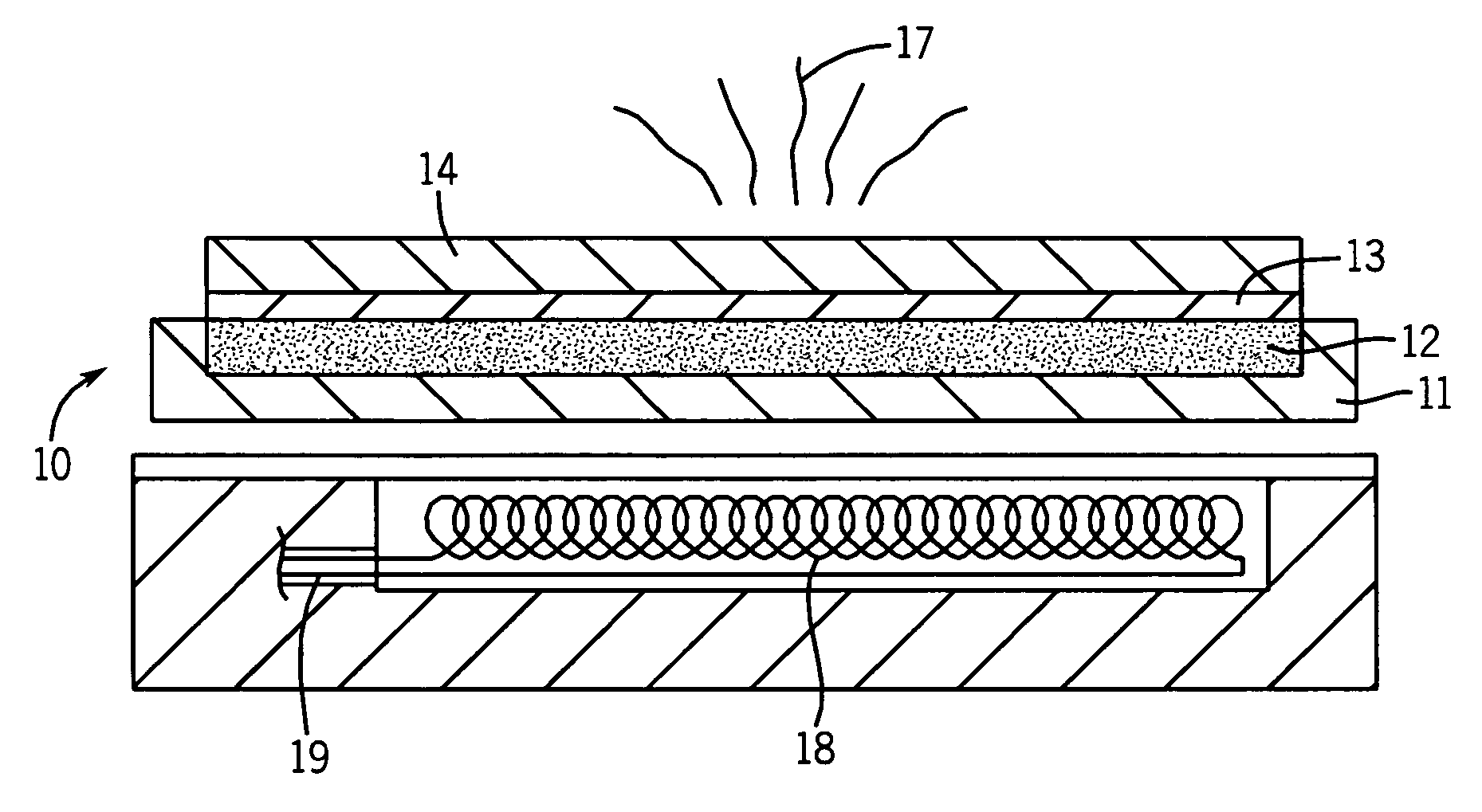 Heated volatile dispensing device with dye-based use-up indicator