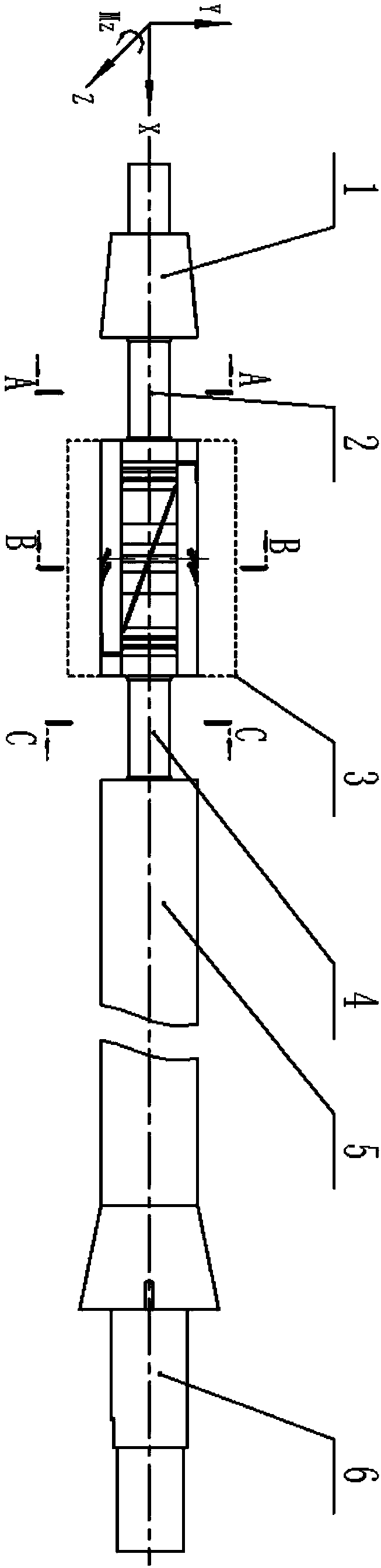 Six-component optical fiber aerodynamic force measuring balance and outputting signal combining method