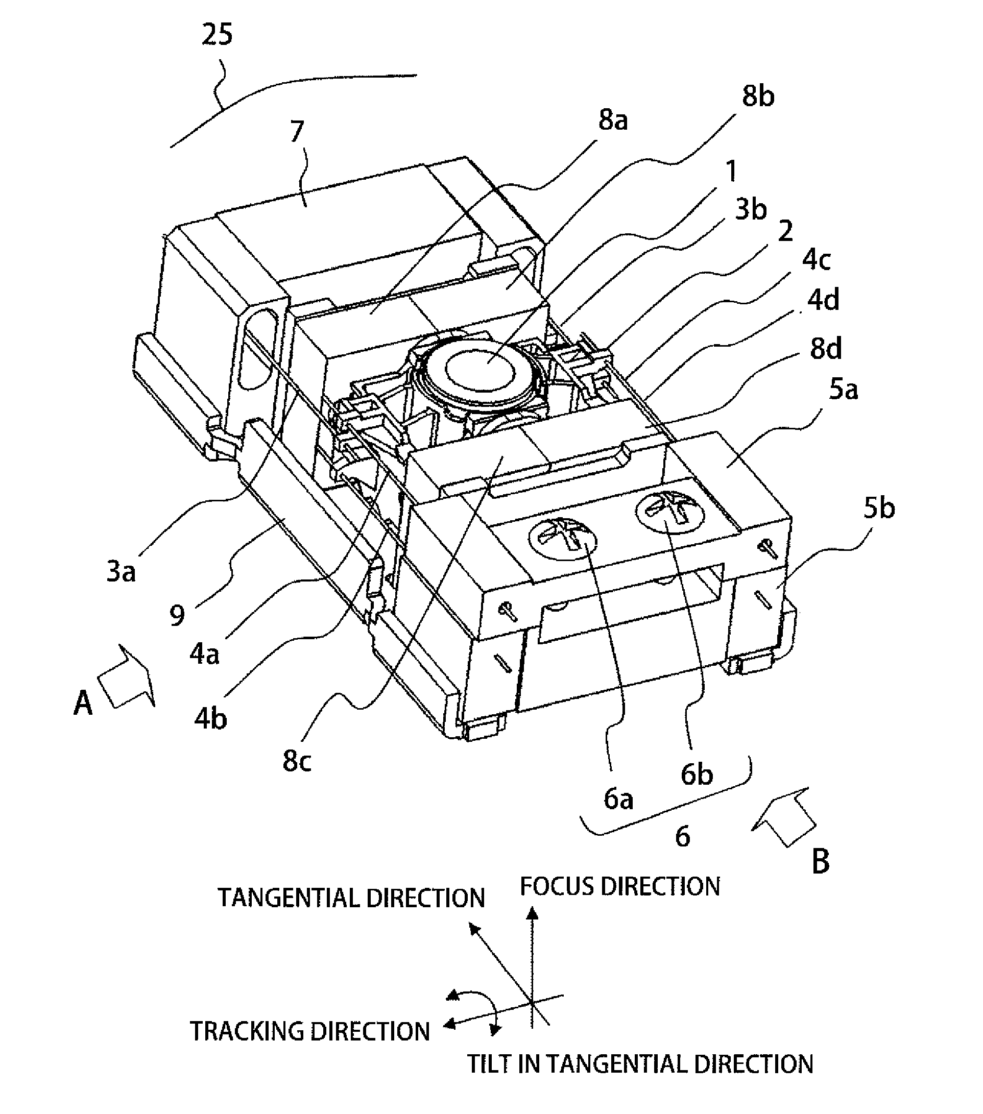 Objective lens actuator, optical pickup and optical disc drive