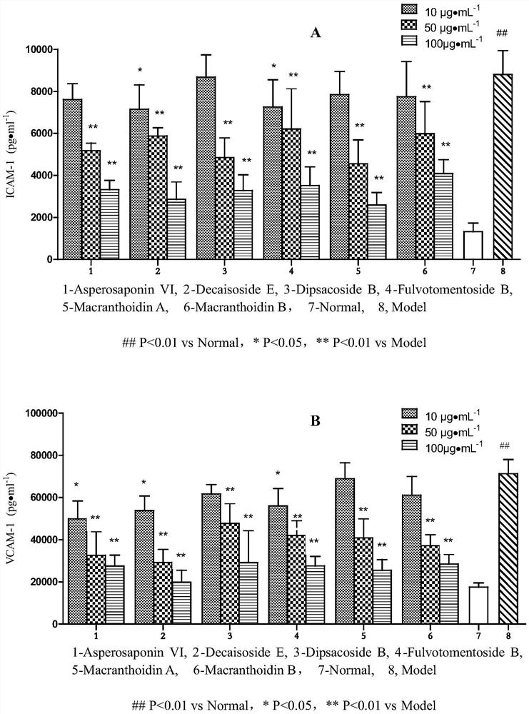 Application of hedera saponin in preparation of anti-inflammatory injury medicine of vascular endothelial cells