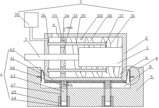 Damping and cooling device for motor pump