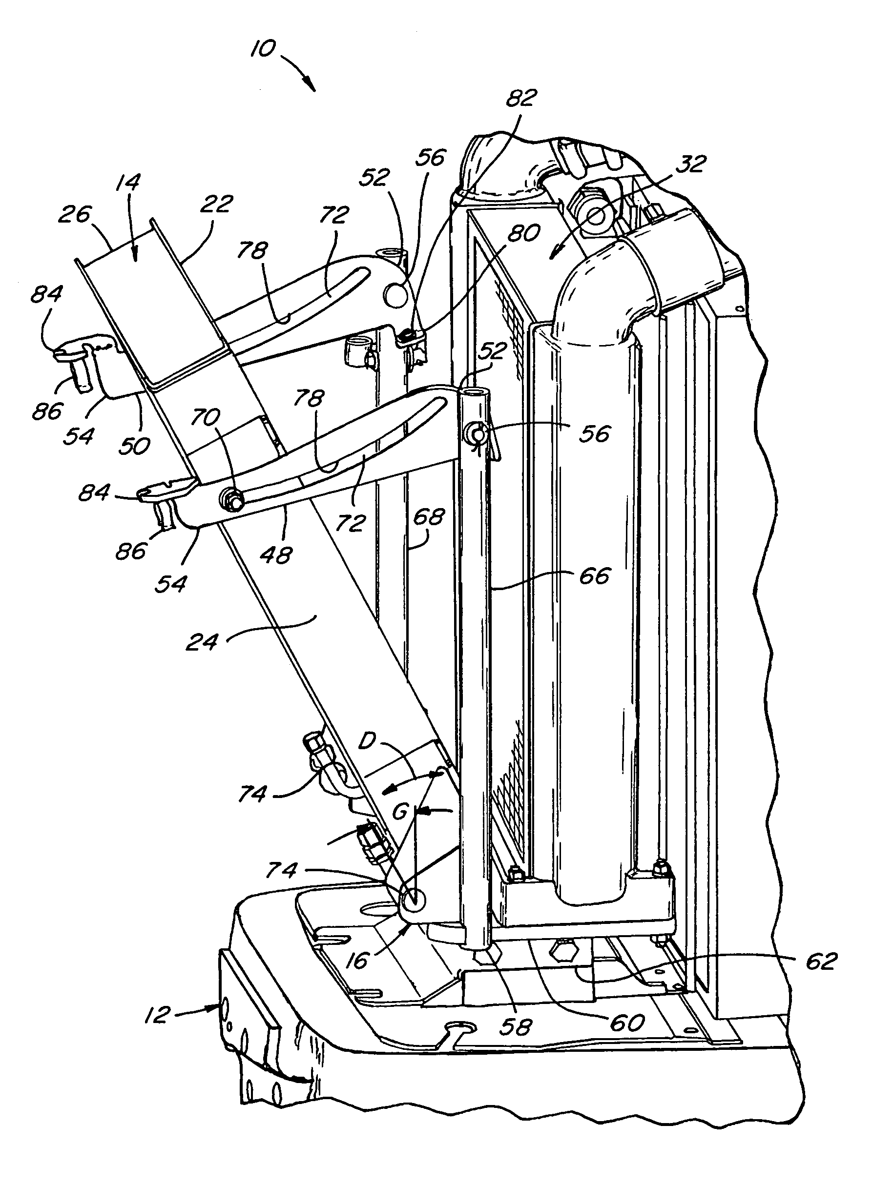 Apparatus for tilting and securing a heat exchanger