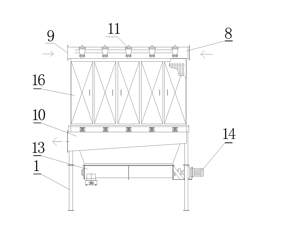 Flat cloth bag gas tank pulse type deduster