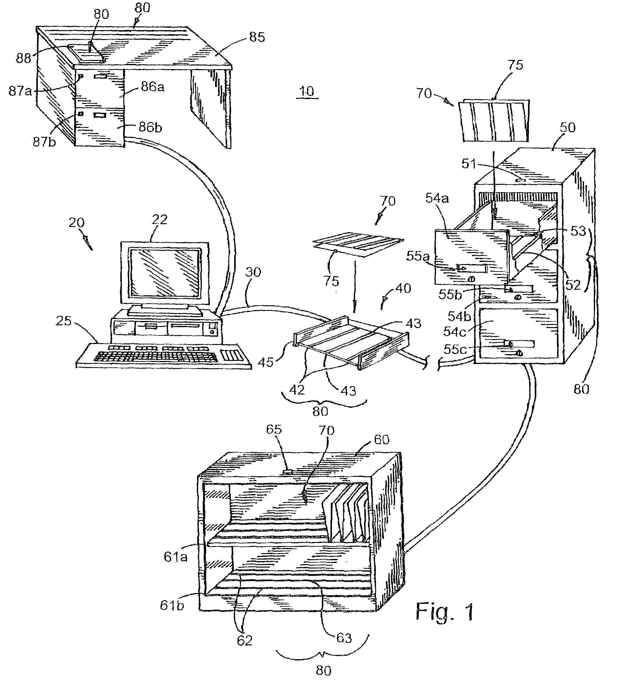 Electronic system, components and method for tracking files