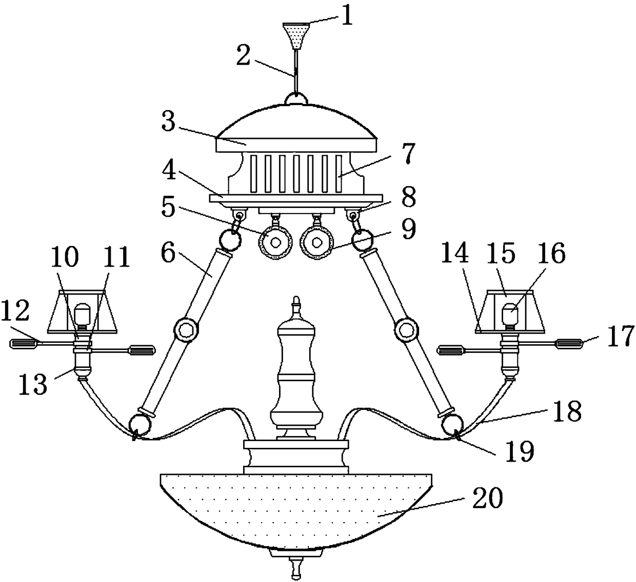 Multifunctional lifting type pendant lamp device