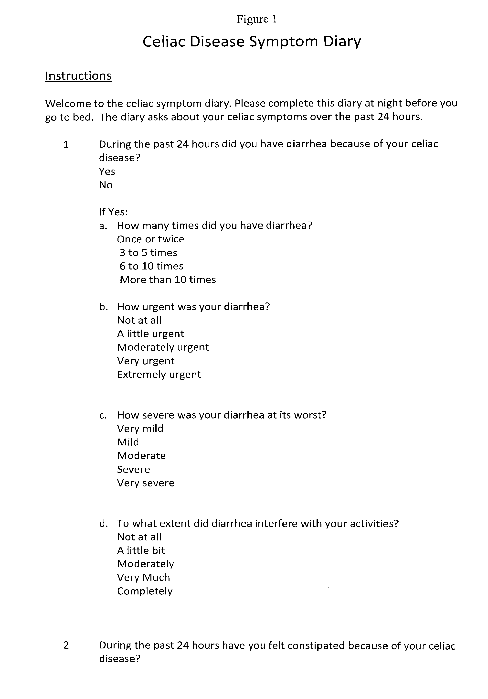 Patient reported outcome instrument