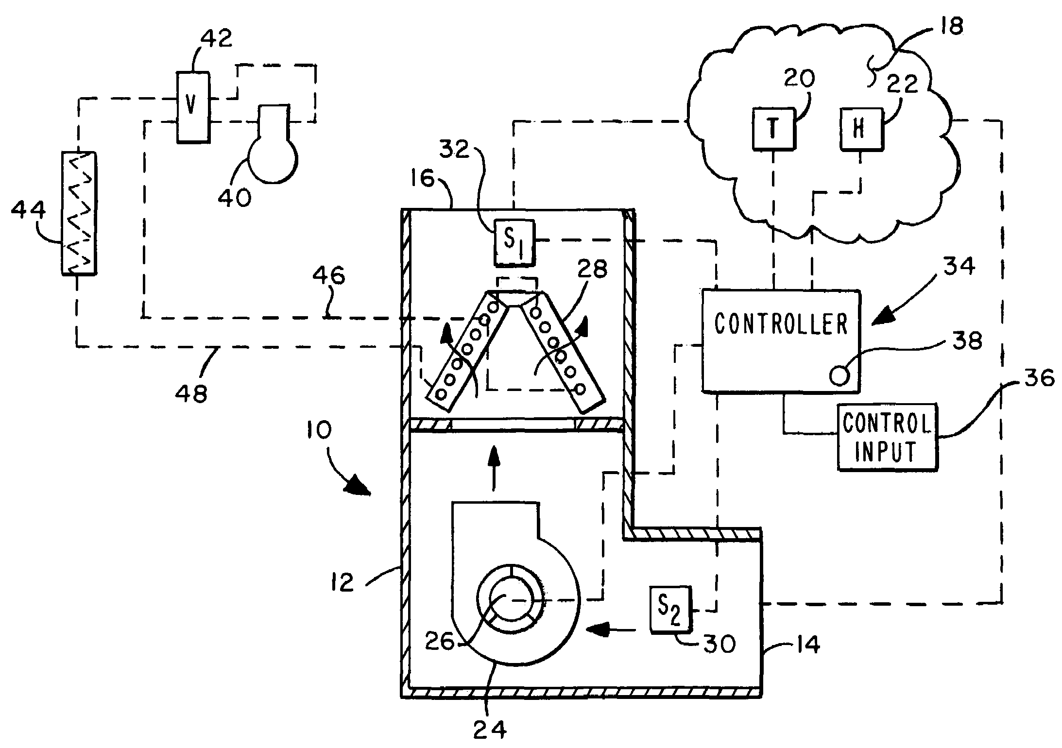 Controlling airflow in an air conditioning system for control of system discharge temperature and humidity