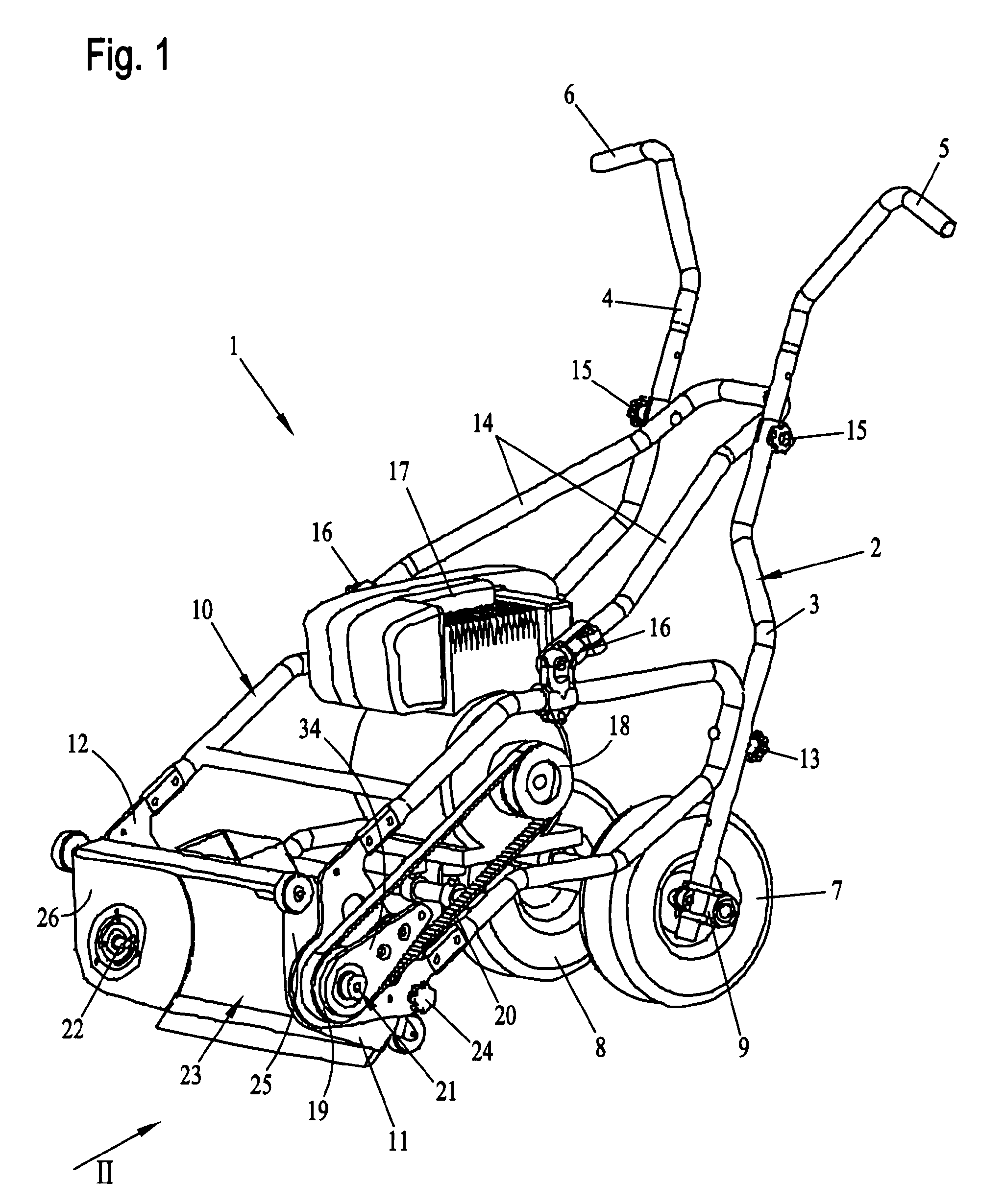 Combination device for snow throwing, mowing, scarifying, soil breaking or the like